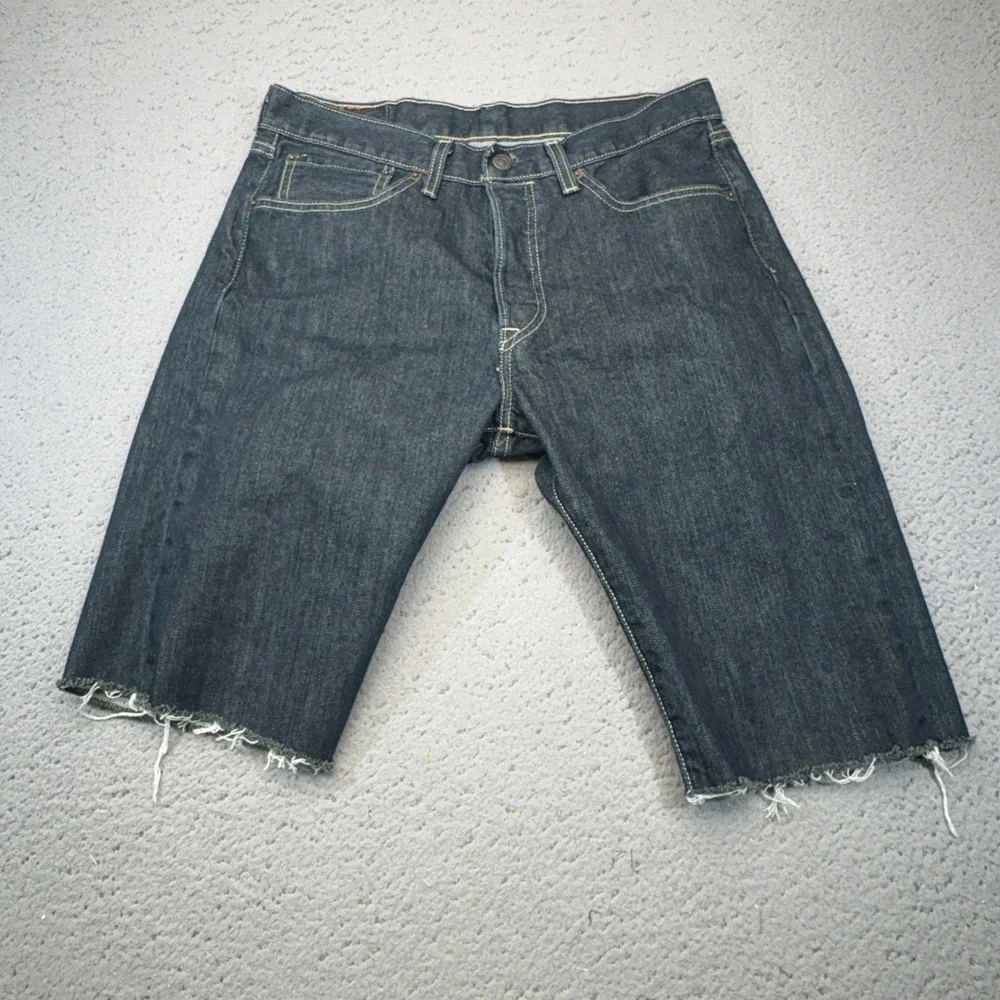 Levis 501‎ Shorts Mens 30 Blue Jorts Cutoffs Denim Button Fly Dark Wash 18656